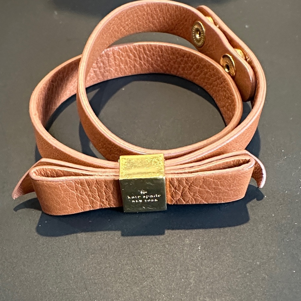 Kate Spade Brown Leather Bow wrap Bracelet